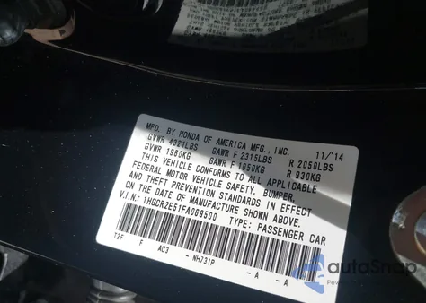 2015 Honda Accord Sport из США, поврежденный, VIN 1HGCR2E51FA069500